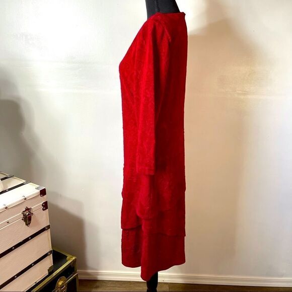 Connected Apparel LS Asymmetric Tiered Dress Size 10 - Picture 3 of 16